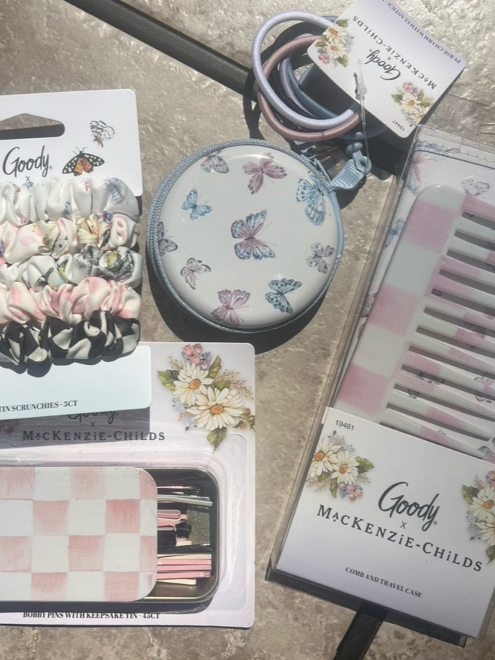 MacKenzie Childs x Goody Target Satin Scrunchies Hair Ties Bobby Pins Comb LOT